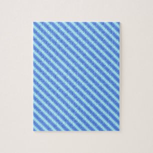 Aqua Blue Knit Crochet Stripe Texture Pattern Jigsaw Puzzle