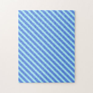 Aqua Blue Knit Crochet Stripe Texture Pattern Jigsaw Puzzle