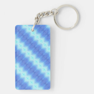 Aqua Blue Knit Crochet Stripe Texture Pattern Key Ring