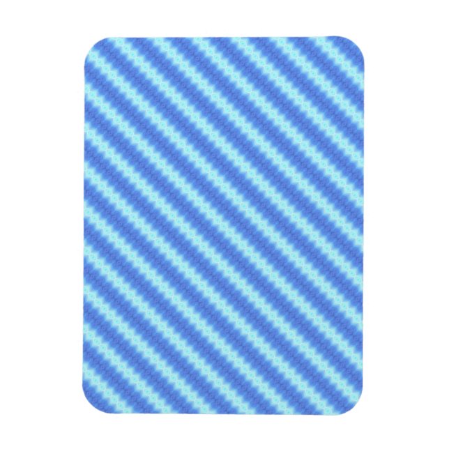 Aqua Blue Knit Crochet Stripe Texture Pattern Magnet (Vertical)