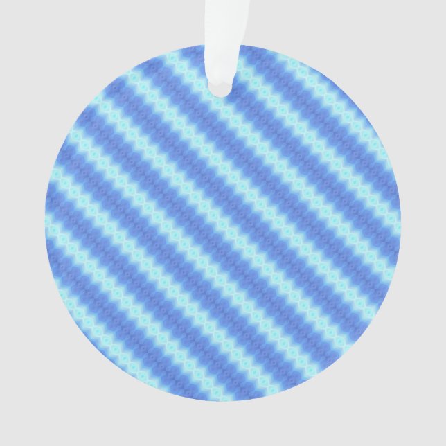 Aqua Blue Knit Crochet Stripe Texture Pattern Ornament (Front)