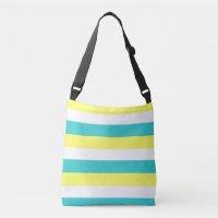Aqua Blue, Lemon Yellow and White Stripes