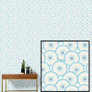 Aqua Blue Lemon Yellow Circles Wallpaper