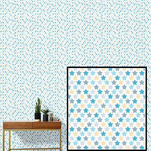 Aqua Blue Lemon Yellow Stars Wallpaper