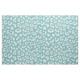 Aqua Blue Leopard Print Large Scale Fabric