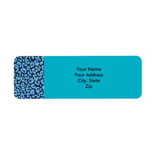 Aqua Blue Leopard Spots Ultrasuede Look Return Address Label