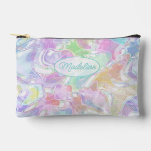 Aqua Blue Lime Green Pink Purple Art Pattern Accessory Pouch