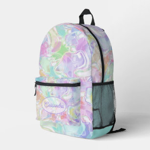 Aqua Blue Lime Green Pink Purple Art Pattern Printed Backpack