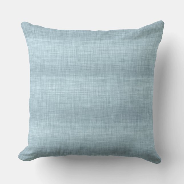 Aqua Blue Linen Texture Throw Pillow (Front)