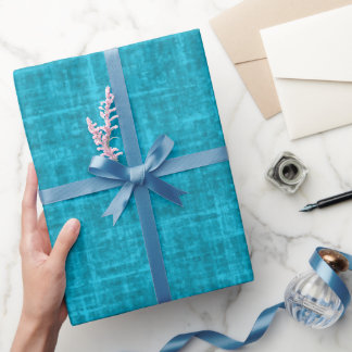 Aqua Blue Linen Wrapping Paper