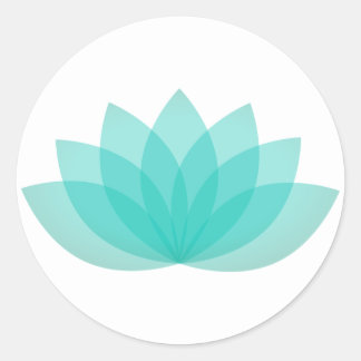 Aqua Blue Lotus Flower Classic Round Sticker
