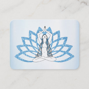 *~* Aqua Blue Lotus Yoga Woman Healing Energy Business Card