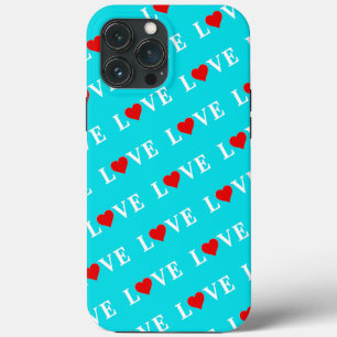 Aqua Blue LOVE iPhone 13 Pro Max Case