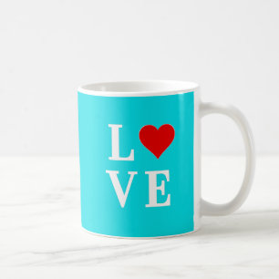 Aqua Blue LOVE Modern Elegant Coffee Mug