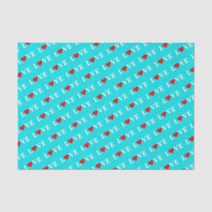 Aqua Blue LOVE Tissue Paper