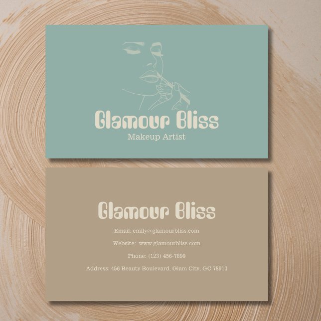 Aqua Blue Makeup Artist Salon Business Card (Creator Uploaded)
