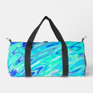 Aqua Blue Marble Texture Abstract Liquid Pattern Duffle Bag