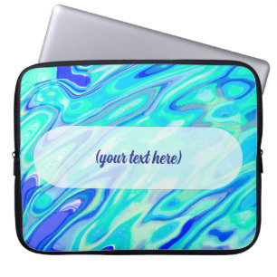 Aqua Blue Marble Texture Abstract Liquid Pattern Laptop Sleeve