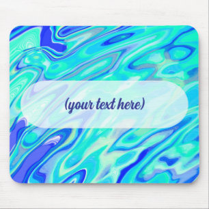 Aqua Blue Marble Texture Abstract Liquid Pattern Mouse Pad