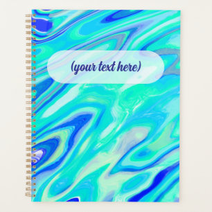 Aqua Blue Marble Texture Abstract Liquid Pattern Planner