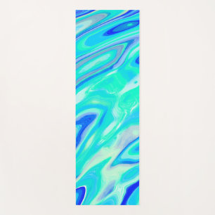 Aqua Blue Marble Texture Abstract Liquid Pattern Yoga Mat
