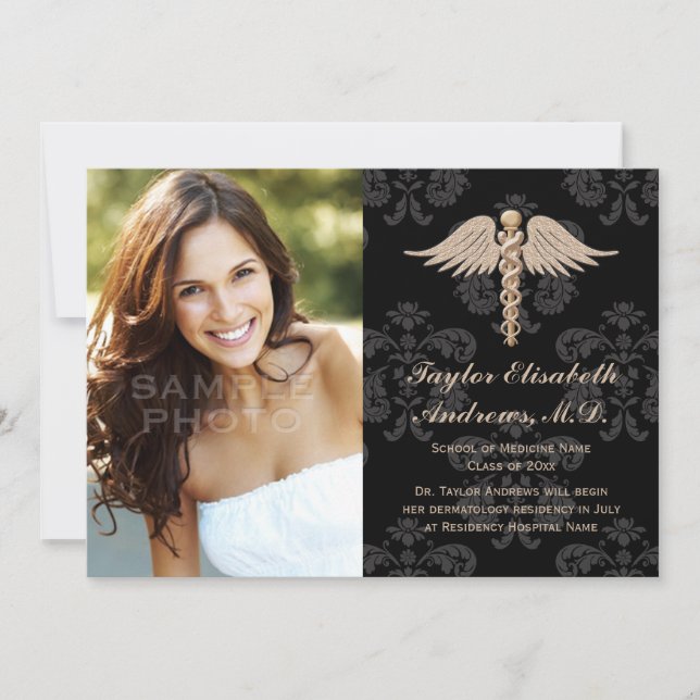 Aqua Blue Medical School Graduation Announcement (Front)