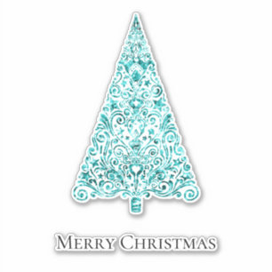 Aqua Blue Mint Green Glam Christmas Tree