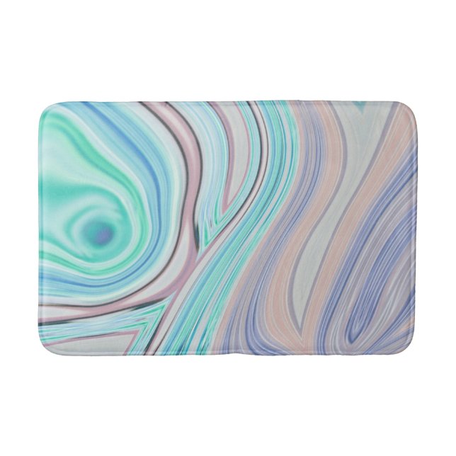 aqua blue mint green lilac purple pastel rainbow bath mat (Front)