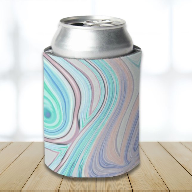 aqua blue mint green lilac purple pastel rainbow can cooler (aqua blue mint green lilac purple pastel rainbow can cooler)