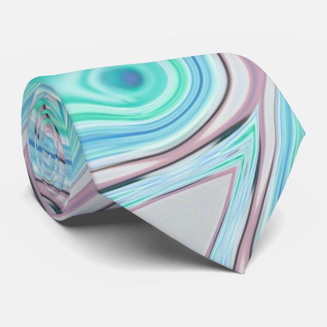 aqua blue mint green lilac purple pastel rainbow tie (Rolled)
