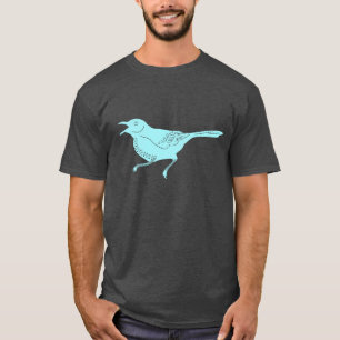 Aqua Blue Mockingbird State Bird Retro Graphic T-Shirt