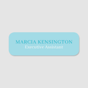 Aqua Blue Modern Professional Name Tag