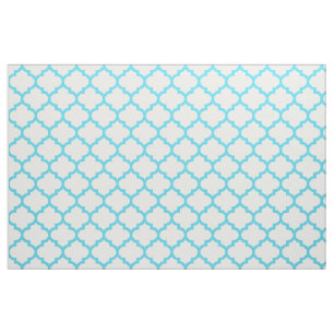 Aqua Blue Moroccan Trellis Pattern Fabric