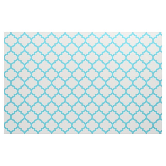 Aqua Blue Moroccan Trellis Pattern Fabric (Yard)