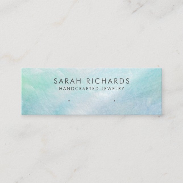 Aqua Blue Mother of Pearl Shell Earring Display Mini Business Card (Front)