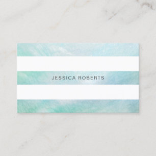 Aqua Blue Mother of Pearl Stripes Pattern Business Card