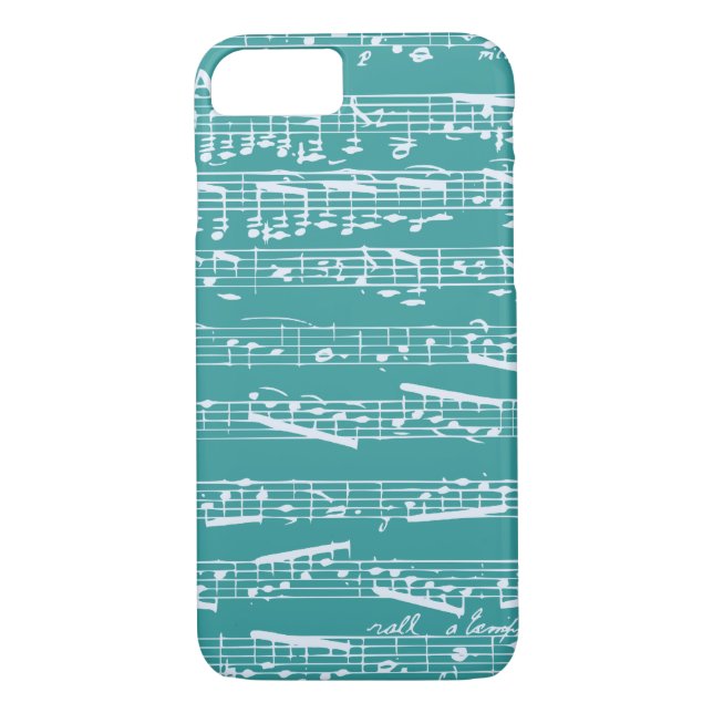Aqua Blue music notes Case-Mate iPhone Case (Back)