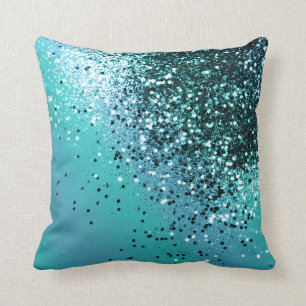 Aqua Blue OCEAN Glitter #1 #shiny Cushion