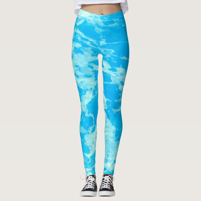 Aqua Blue Ocean Leggings (Front)
