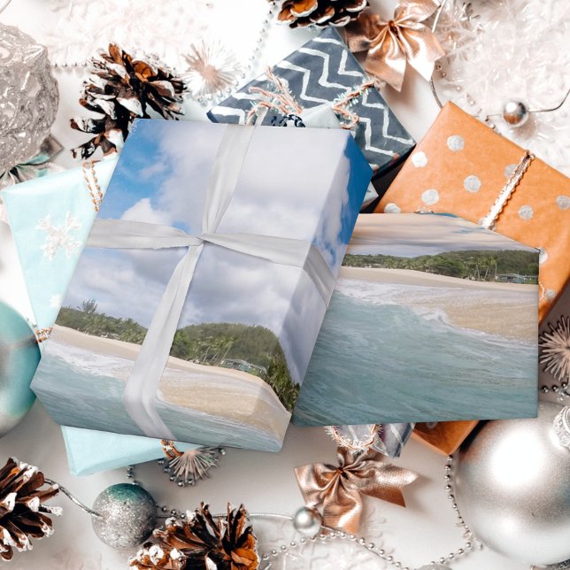 Aqua Blue Ocean Wave Tropical Paradise Wrapping Paper (Creator Uploaded)