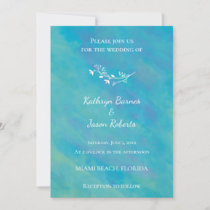 Aqua Blue Ocean Wedding Invitation
