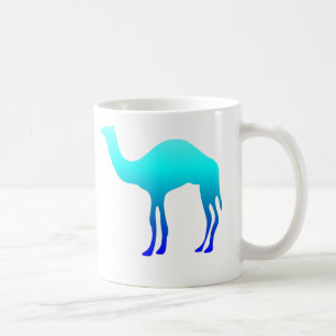 Aqua Blue Ombre Camel Silhouette Coffee Mug