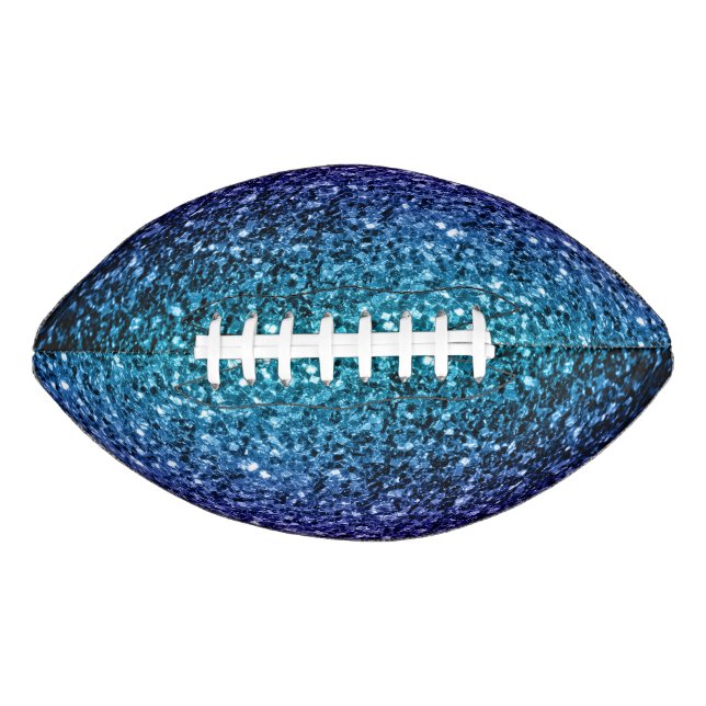 Aqua blue ombre faux glitter sparkles football (Front)
