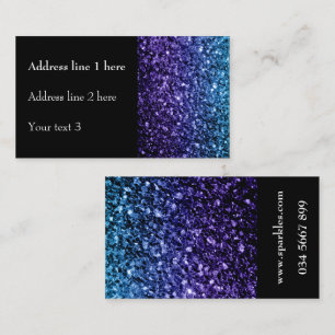 Aqua blue Ombre faux glitter sparkles with black Business Card
