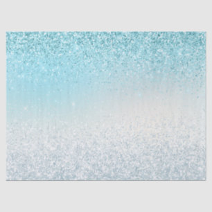 Aqua Blue Ombre Glitzy Sparkle Glitter Tissue Paper
