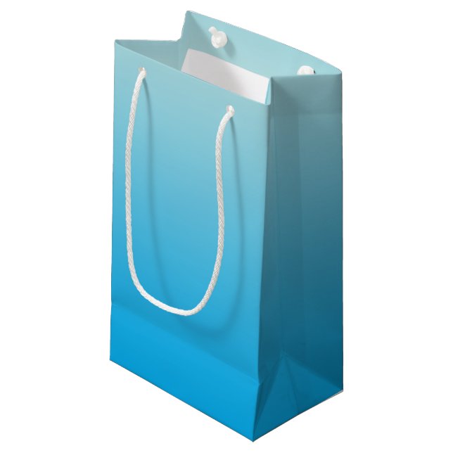 Aqua Blue Ombre Small Gift Bag (Front Angled)