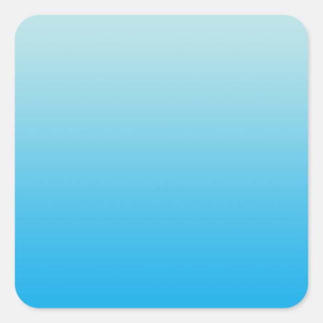 Aqua Blue Ombre Square Sticker (Front)