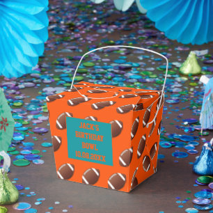 Aqua Blue Orange Football Theme Celebration Party  Favour Box