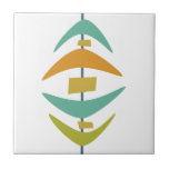 Aqua Blue Orange Green Retro Boomerang Mid Century Ceramic Tile<br><div class="desc">This fabulous mid century modern ceramic tile features hanging boomerang and rectangle shapes in the colours of aqua blue,  orange,  avocado green,  and blue. This will make a fun addition to your decor!</div>