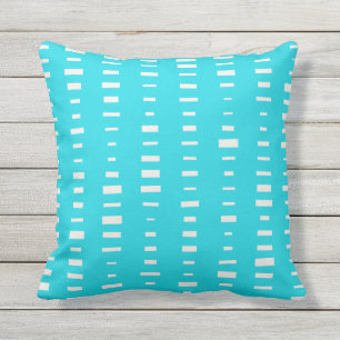 Aqua Blue Outdoor Pillows - Block Stripe